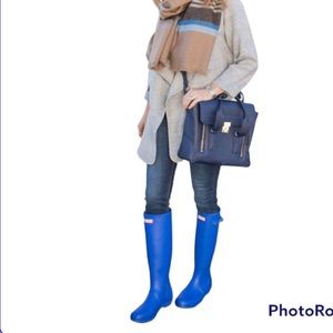 HUNTER Talk Pull On Blue Boots Size  8M